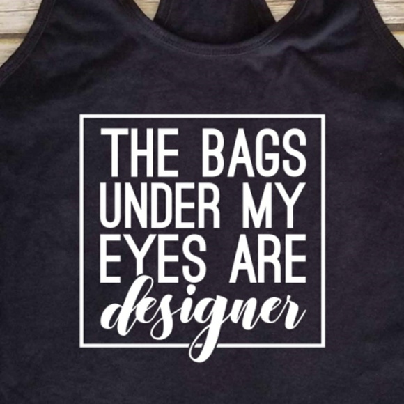 Designer Bags Under my Eyes Ladies Black Tank Top - Picture 2 of 3